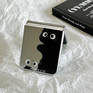 银puraX硬壳VIVOx荣耀V 7手机壳OPPOn3flip保护壳小米Mixflip2华为pocket2个性 可爱简约猫咪适用三星ZFLIP5