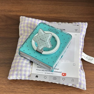 简约ins薄荷蓝星星支架适用小米Mixflip2手机壳三星ZFLIP7 5硬壳nova华为PuraX半透明pocket荣耀OPPOn3flip