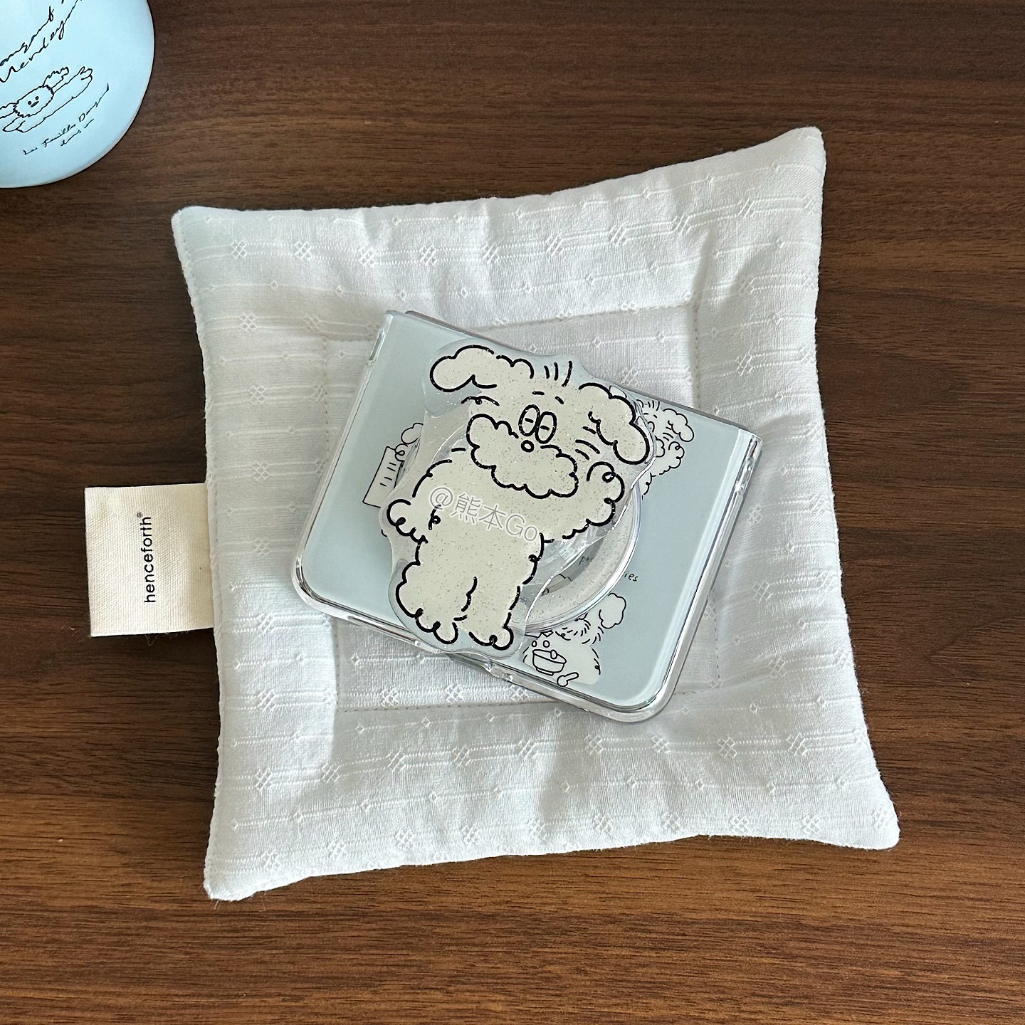 ins可爱小狗插画适用华为PuraX手机壳pocket2磁吸啪嗒支架三星ZFLIP6保护套小米Mixflip硬壳zflip5个性挂链款