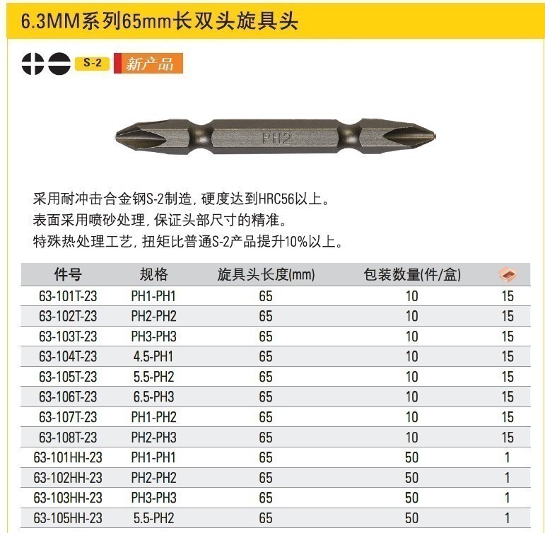 史丹利 6.3系列十字批头双头批头 螺丝刀头起子头PH2 63-102T-23 五金/工具 旋具头组套 原图主图