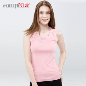 红妮女士纯棉全棉夏季纯色弹力修身显瘦百搭薄打底衫外穿吊带背心