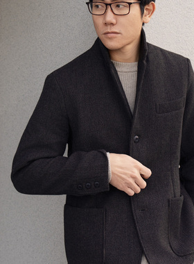 Arba设计 V04冬高级轻通勤复古咖啡棕零压静奢老钱风花呢羊毛西服