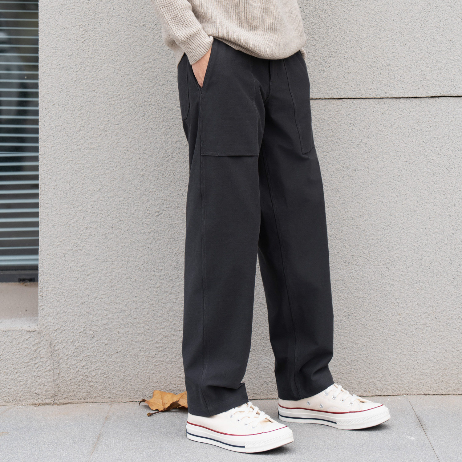 ARBA四季静奢轻通勤廓形灰工装裤