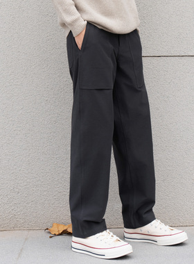 Arba设计 P198X 四季静奢轻通勤新疆棉索罗娜 炭灰 廓形工装裤