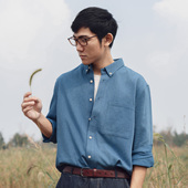 S187 春夏秋三季 静奢轻通勤新疆棉蓝染法式 Arba设计 丹宁牛仔衬衫