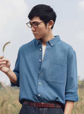 Arba设计 S187 春夏秋三季静奢轻通勤新疆棉蓝染法式丹宁牛仔衬衫