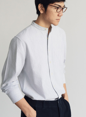 Arba设计 S90 春秋冬高级轻通勤新疆棉轻磨毛淡漠色织小立领衬衫