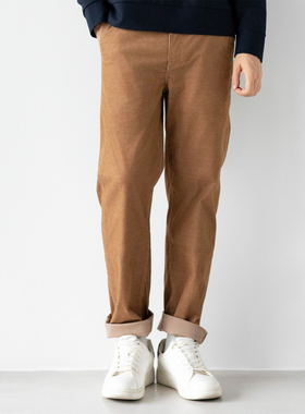 Arba设计 P133 春秋冬三季高级轻通勤新疆棉棕细坑条灯芯绒微锥裤