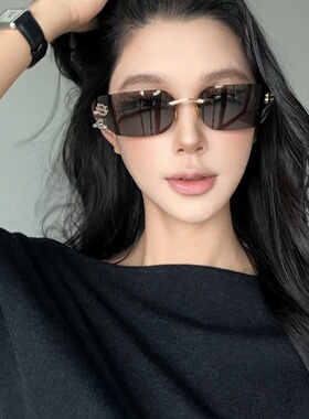 弗瑞姆眼镜曲面无框女款防晒ins辣妹时尚防紫外线墨镜高级感141