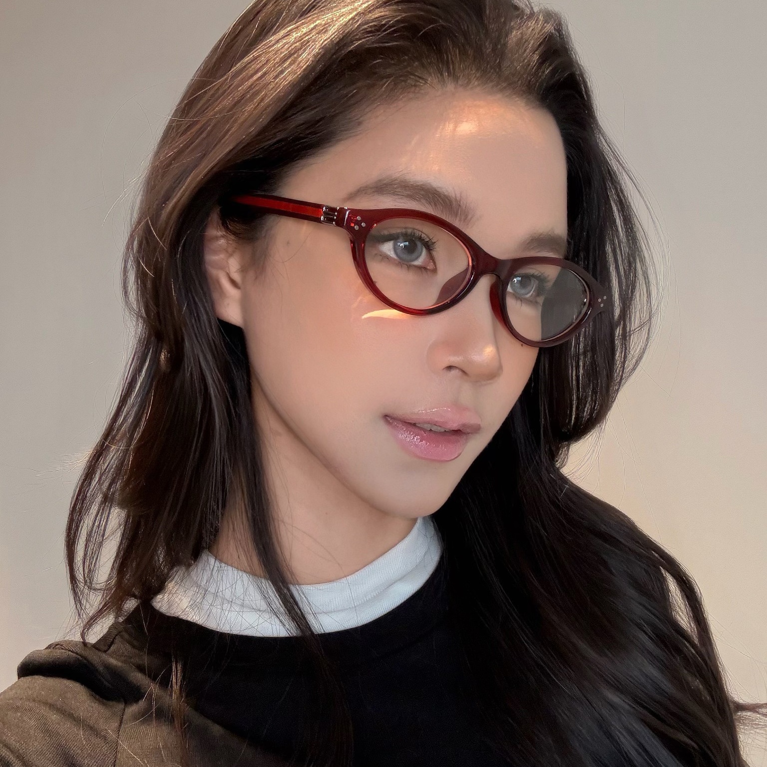 时尚辣妹风网红椭圆小框平光镜