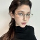 小众个性 网红同款 潮显年轻眼镜 超轻金属无框防蓝光百搭女时尚 新款