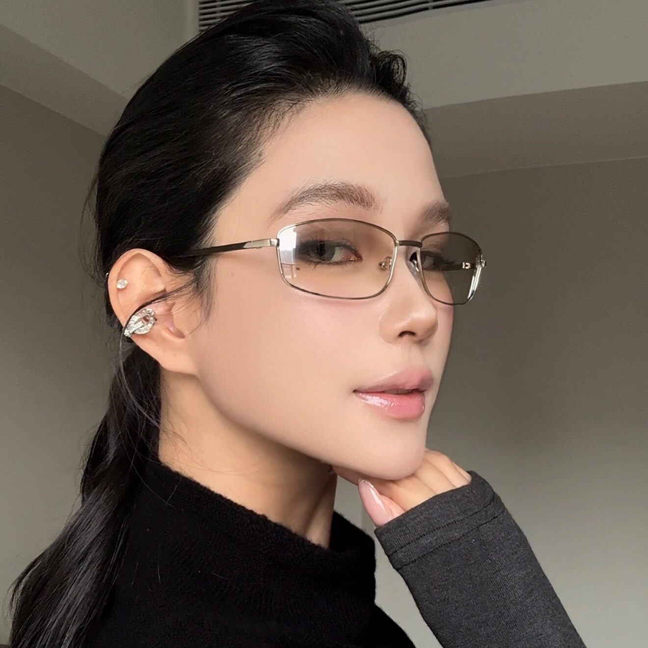 弗瑞姆眼镜潮流太阳镜Y2K复古方形渐进水银墨镜ins网红百搭207