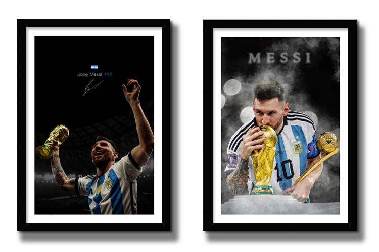 梅西海报足球装饰画挂画墙画