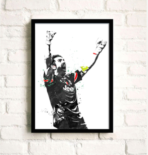 布冯足球明星海报守门员装饰画有框画挂画客厅画卧室画壁画墙画