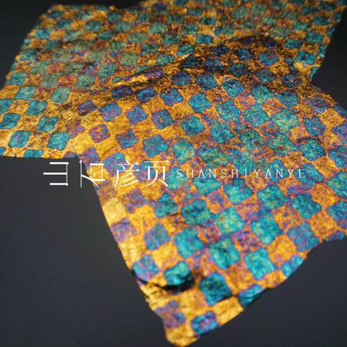 烧箔·青格 山石彦页手工烧制 国画重彩 油画雕塑 手账绘画 铜箔