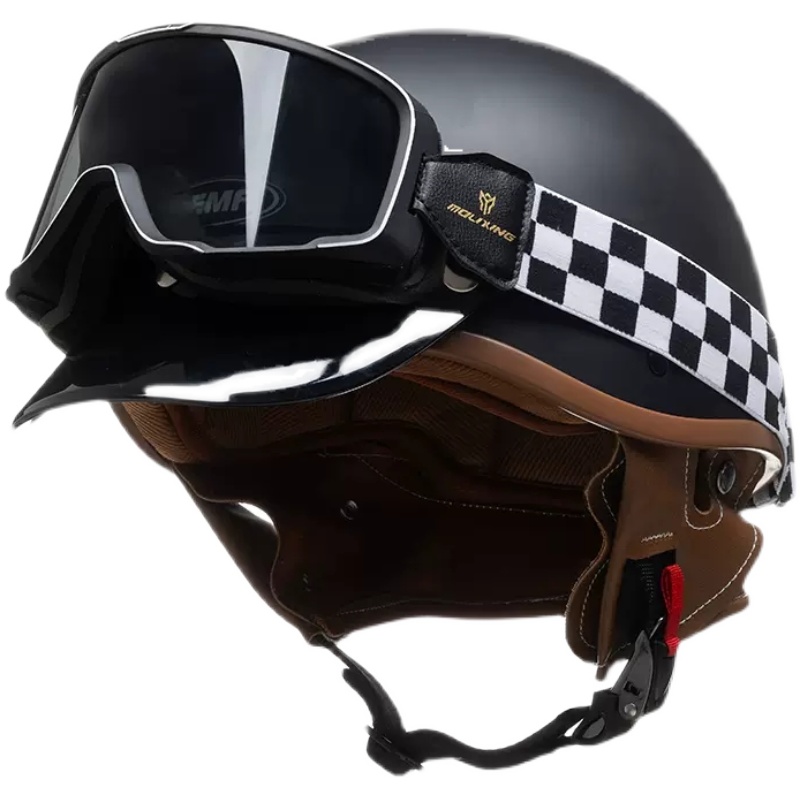 野马复古头盔男女通用摩托车半盔