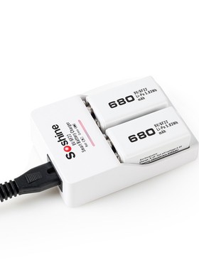 Soshine高容量9V可充电锂电池大容量680毫安万用表无线设备麦克风