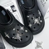 扣配饰适配crocs卡洛驰可拆卸配件 花diy鞋 甜酷蝴蝶结星星洞洞鞋 鞋