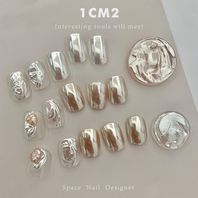 1CM2原创美甲白银珍珠魔镜粉