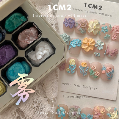 1CM2原创美甲 好看 雾系艺术浮雕胶 磨砂免洗 雕艺绘画肌理甲油胶