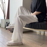 送腰带~夏季垂感冰丝休闲直筒裤501-1-K296-P45，男装休闲裤，星座501-1