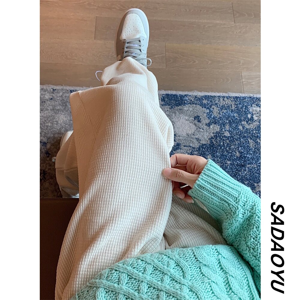 华夫格加绒休闲卫裤男女同款  501-1图片