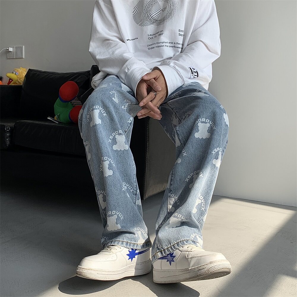 11有货~潮牌小熊印花牛仔裤男501-1-NZ908-P55,男装牛仔裤,星座501-1