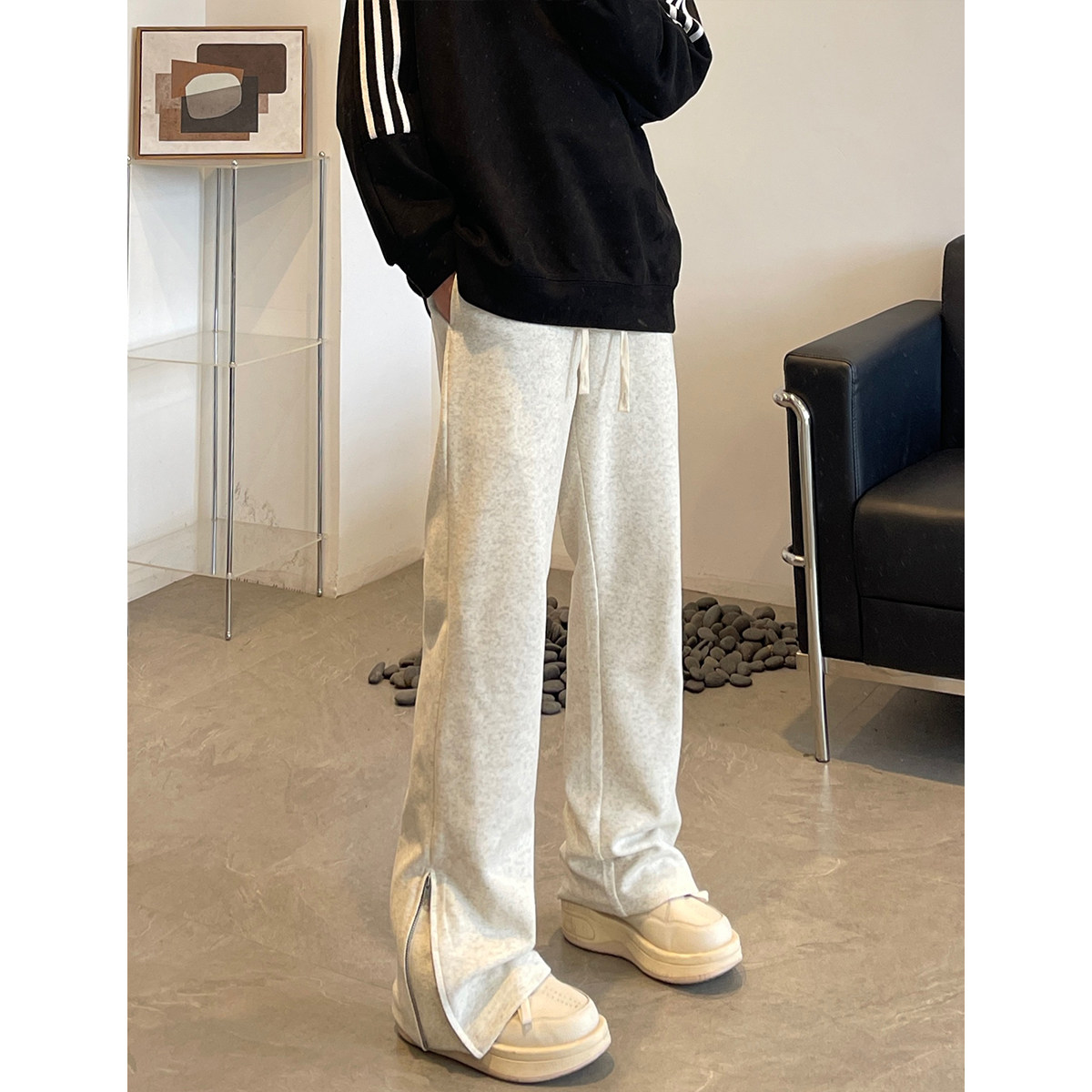 拉链卫裤休闲裤501-1-K581-P45,男装休闲裤,星座501-1