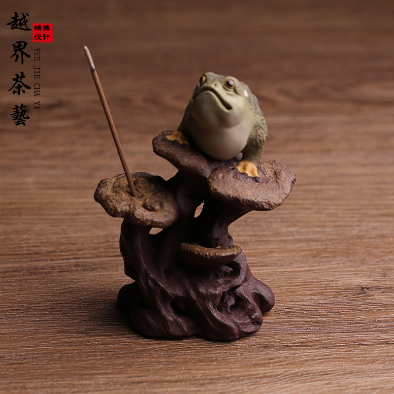 精品紫砂茶宠摆件三足招财金蟾灵蟾香插可养子夜何伟斌全手工茶玩
