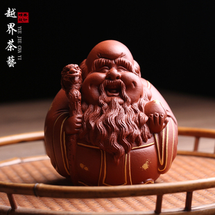 宜兴原矿紫砂茶宠摆件寿星名家李建伟全手工茶玩茶台装饰精品可养