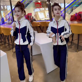 宽松外套裤 时尚 韩版 女春夏爆款 子一整套潮 撞色防晒服速干休闲套装