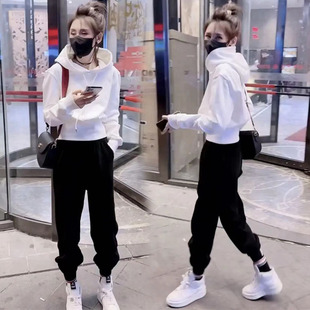 新款 女减龄连帽卫衣束脚九分裤 韩版 休闲运动服套装 时尚 2026春秋季