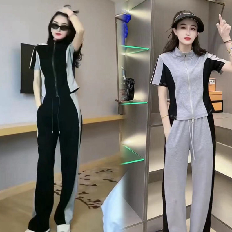 欧货2025夏季新款韩版时尚休闲短袖运动服套装女修身超显瘦两件套,女装/女士精品,休闲运动套装,淘宝优惠券,粉丝福利购,淘宝优惠卷