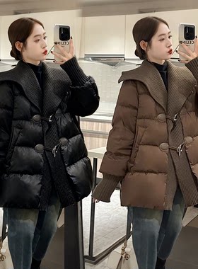 翻领中长款棉服加厚保暖棉衣外套