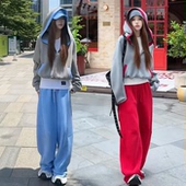 松弛感休闲运动服套装 女2025春秋新款 韩系洋气连帽卫衣外套阔腿裤