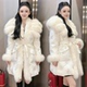 2025冬季 收腰显瘦通勤外套 羽绒服女士修身 新款 狐狸毛大毛领中长款