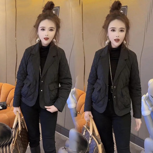 时尚 韩版 羽绒棉西装 领棉服女修身 棉衣外套 2025冬季 显瘦西服款 新款