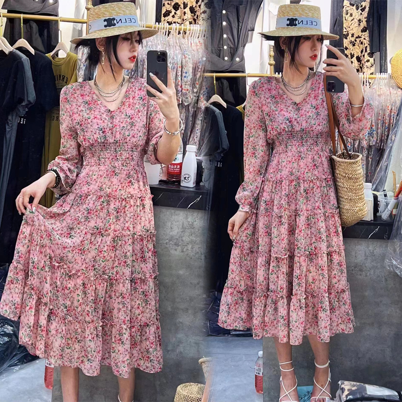 碎花连衣裙女2025年夏季新款法式复古温柔风长袖防晒收腰显瘦长裙,女装/女士精品,连衣裙,淘宝优惠券,粉丝福利购,淘宝优惠卷