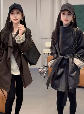 春秋新款韩版时尚PU皮衣外套女