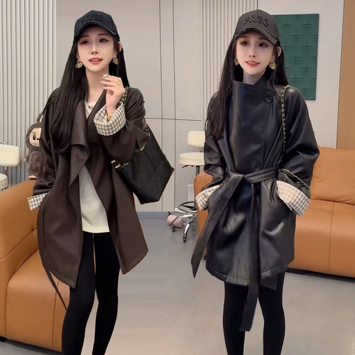 春秋新款韩版时尚PU皮衣外套女