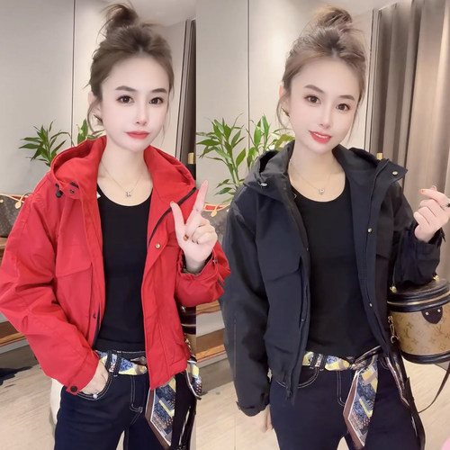 休闲夹棉冲锋衣外套女棉服棉衣