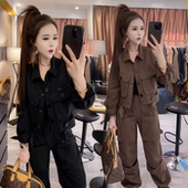 时尚 裤 休闲牛仔套装 外套束脚工装 两件套 女小个子长袖 2026春秋新款