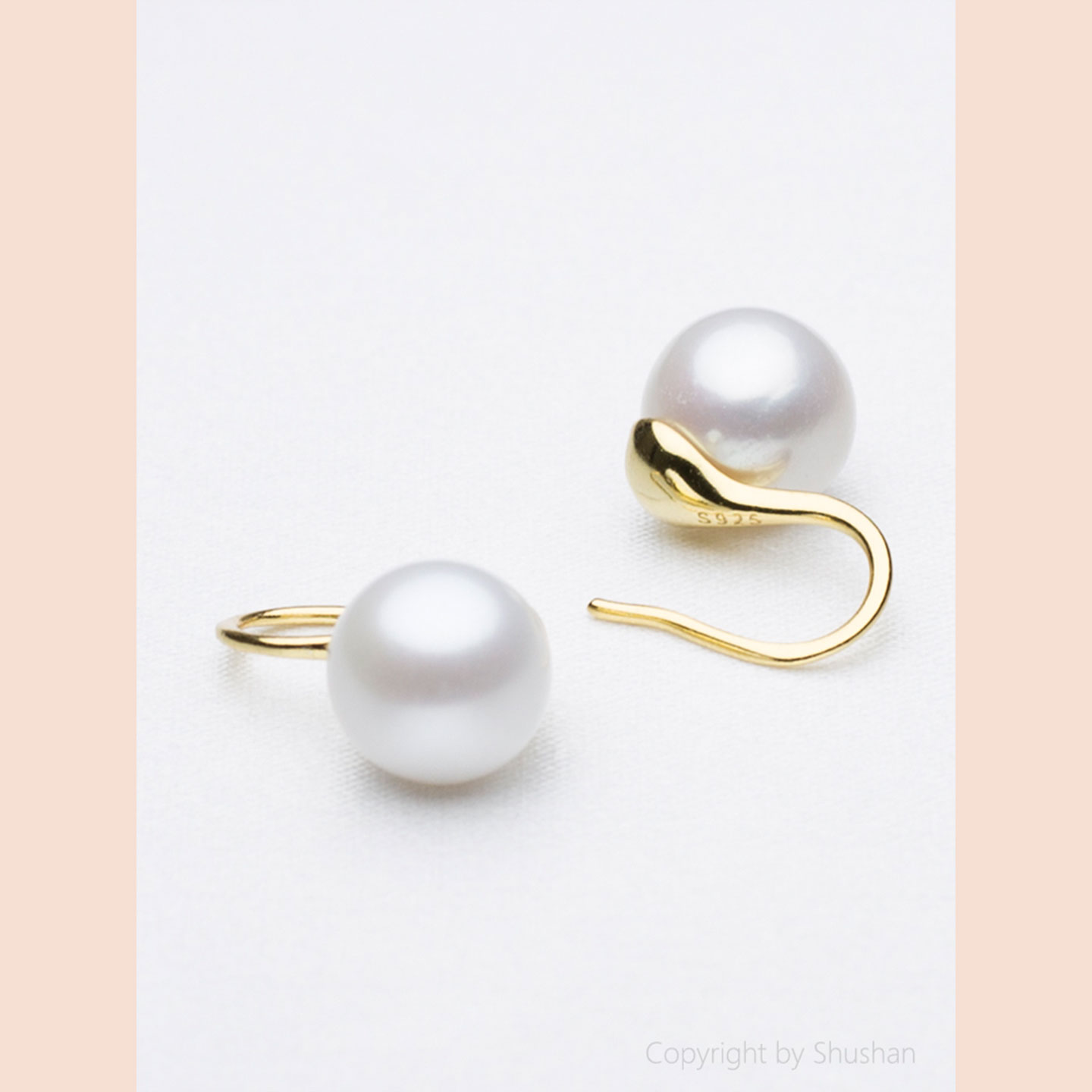 蜀山珠宝珍珠耳环s925银淡水珍珠