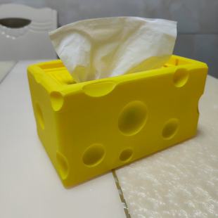 3D打印奶酪纸巾盒趣味高颜值创意奶油客厅纸盒餐巾纸家用收纳盒
