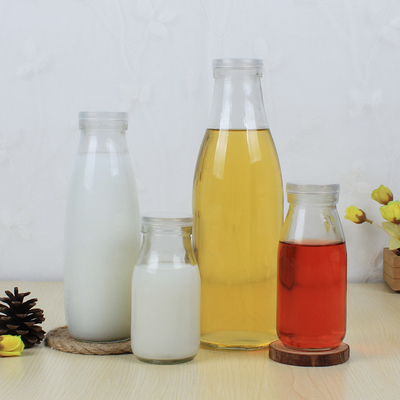 鲜奶瓶玻璃带盖酸奶瓶奶吧玻璃杯牛奶瓶250ml1斤装子奶茶饮料瓶