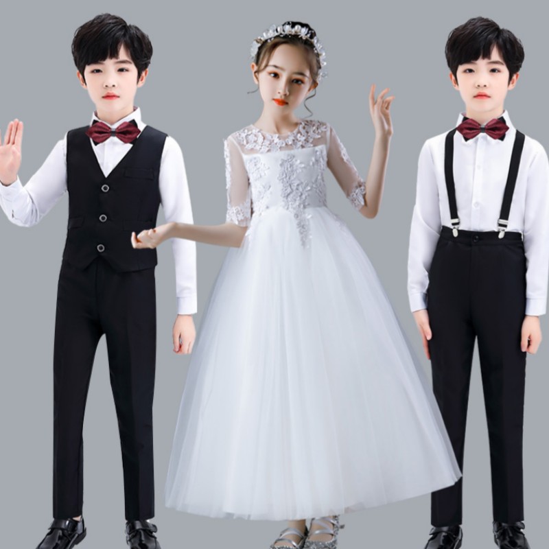 女童晚礼服裙主持人儿童钢琴演奏