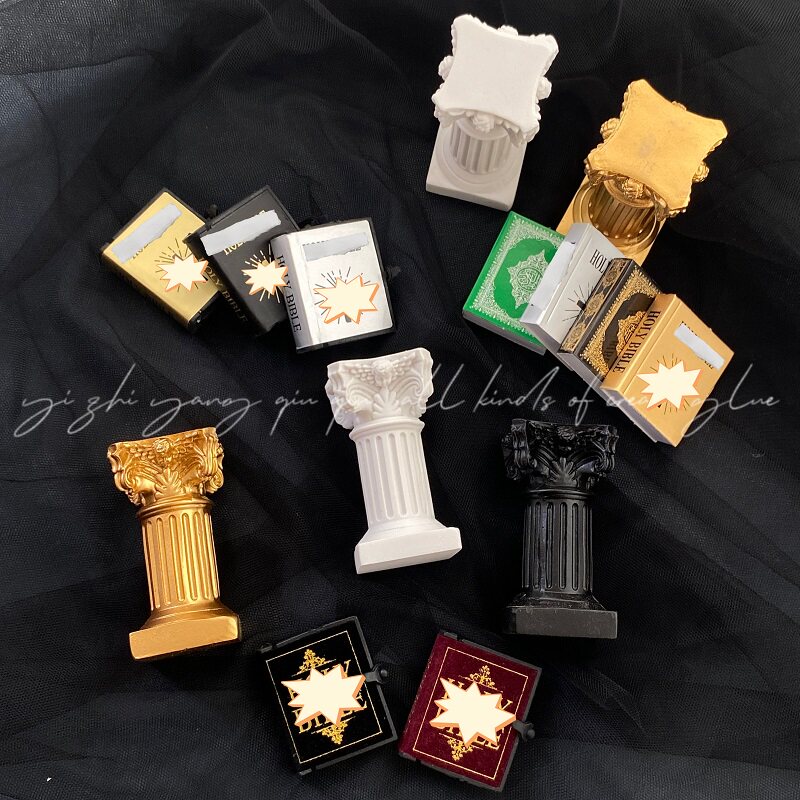 罗马柱仿真书diy奶油胶摆台袖珍家具配件书本场景拍摄圣经翻页书