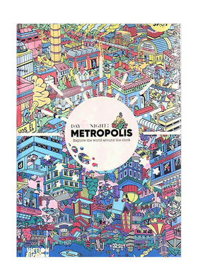 【现货】昼夜:大都会Day & Night: Metropolis 夜光趣味彩图绘本 英文原版 3-8岁儿童知识启蒙互动游戏操作书籍进口