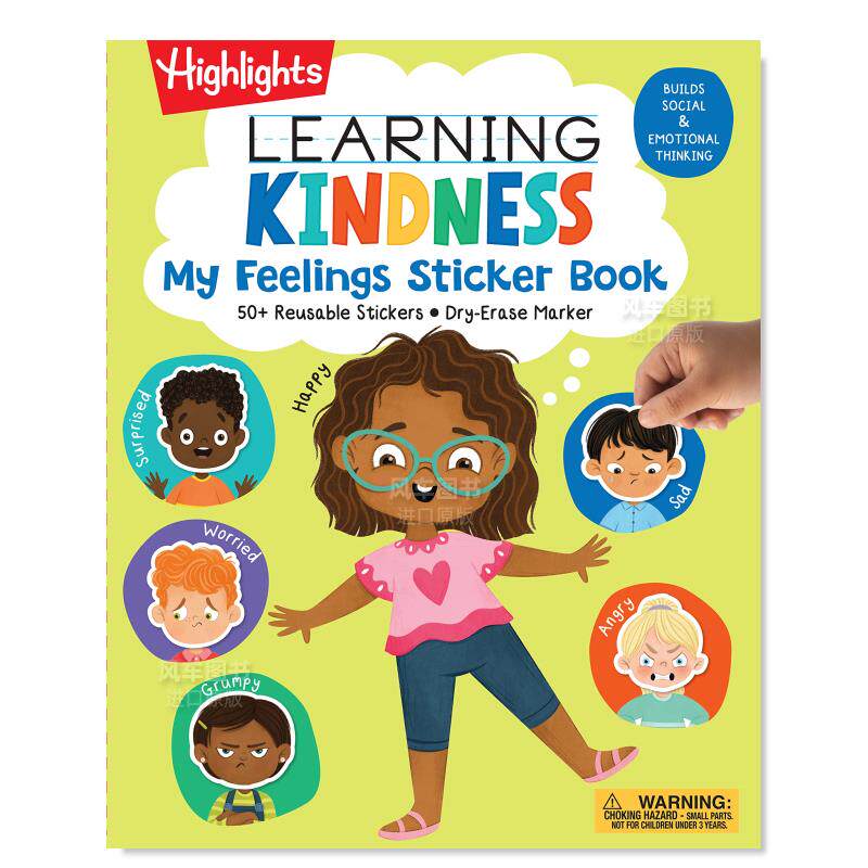 【预售】学习善良：我的感觉 贴纸书 Learning Kindness My Feelings Sticker Book 英文儿童趣味原版图书外版进口书籍Highlights - 实物图
