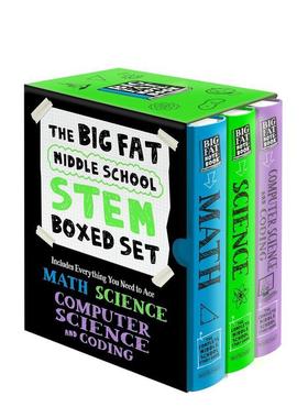 【预售】美国中学生学霸笔记STEM三件套：数学/科学/计算机编程 The Big Fat Middle School STEM  原版英文青少年读物图书